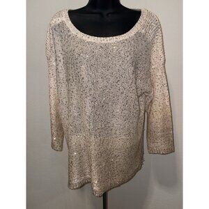 Jacqueline Smith Collection Loose Knit Golden Sequins Blouse Women XXL Top
